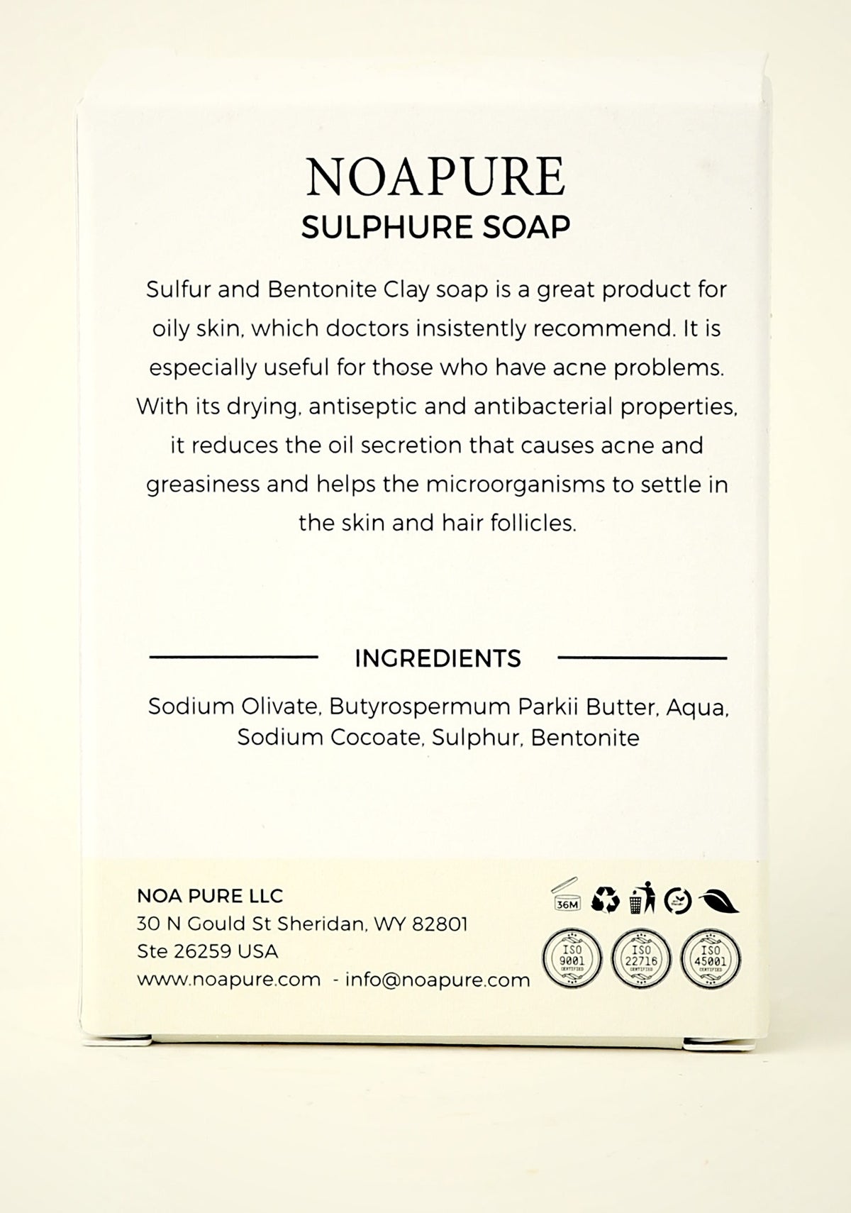 Sulfur Soap Bar – handmade cold-process soap with sulfur and bentonite clay, view 5